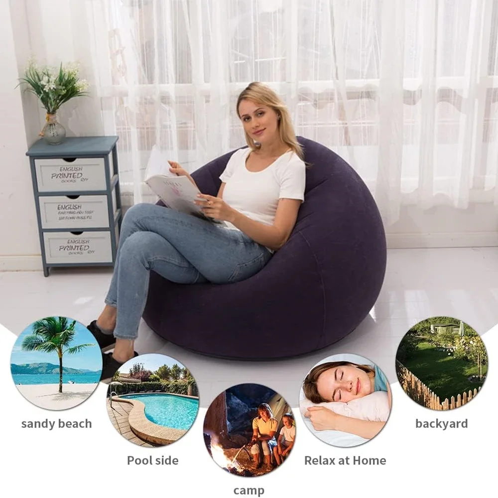 Description Picture 2 of itemLarge Lazy Inflatable Sofa Chairs PVC Lounger Seat Bean Bag Sofas Pouf Puff Couch Tatami Living Room Supply Outdoor Camping