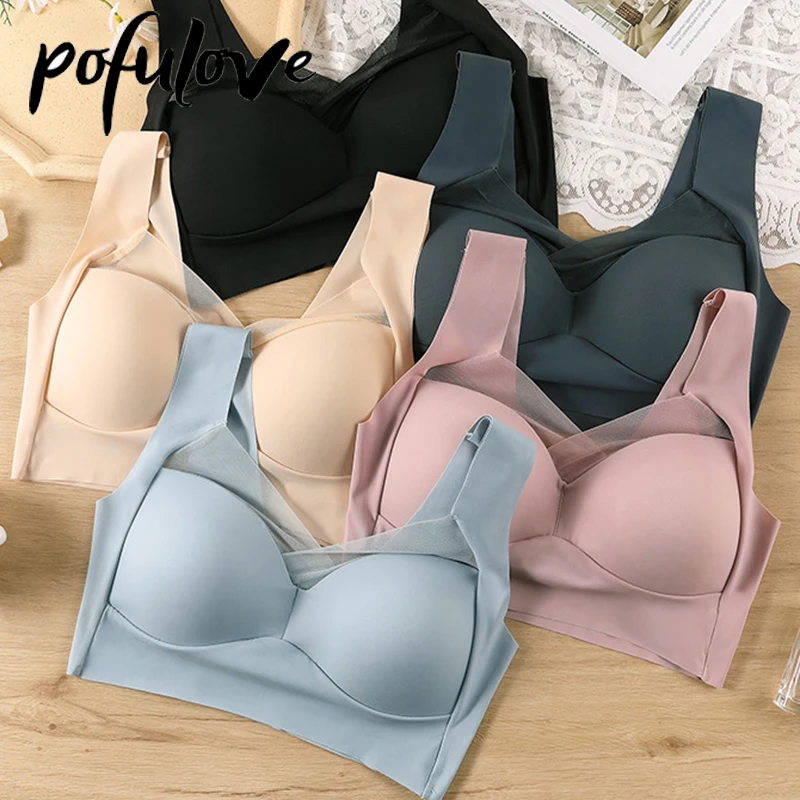 

One Piece Plus Size Beautiful Back Lingerie Women's Lace Seamless Sleep Bra Drop Shipping Wholesale