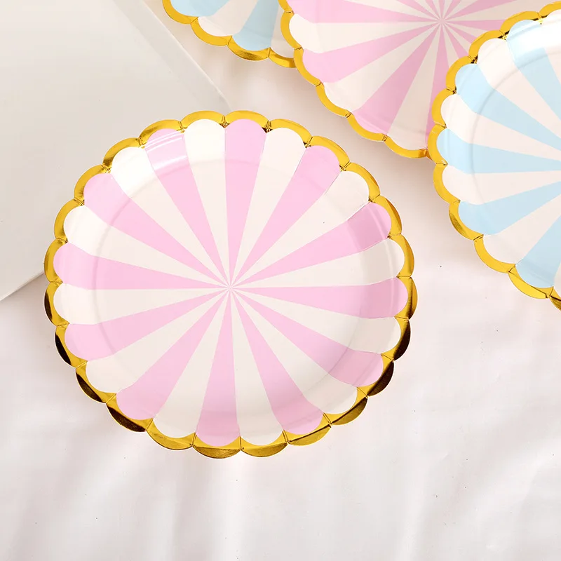 10PCS/set Gilding Disc Disposable Plates Cake Paper Pan DIY Decoration Kids Birthday Party Wedding Tableware Supply
