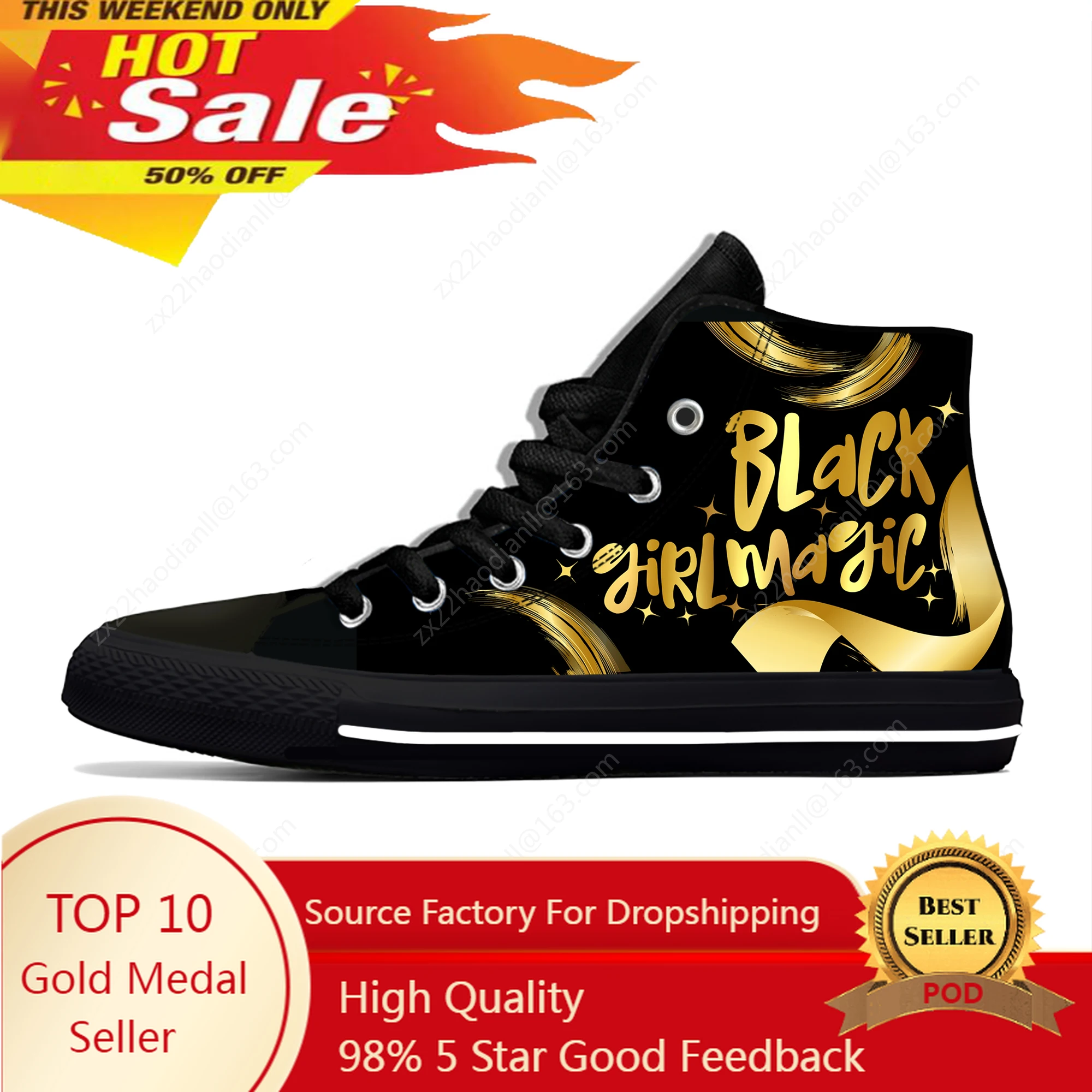 

Black Girl Magic High Top Sneakers Mens Womens Teenager Casual Shoes Canvas Running Shoes Cosplay 3D Print Lightweight shoe