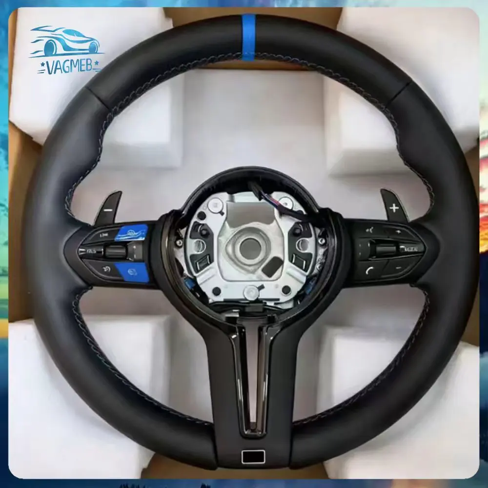 BMW M3 M5 F10 F11 F12 F13 F20 F21 F22 F25 F30 F31 F32 F33 F34 F36 M 로고 스티어링 휠 어셈블리용 반천공 가죽