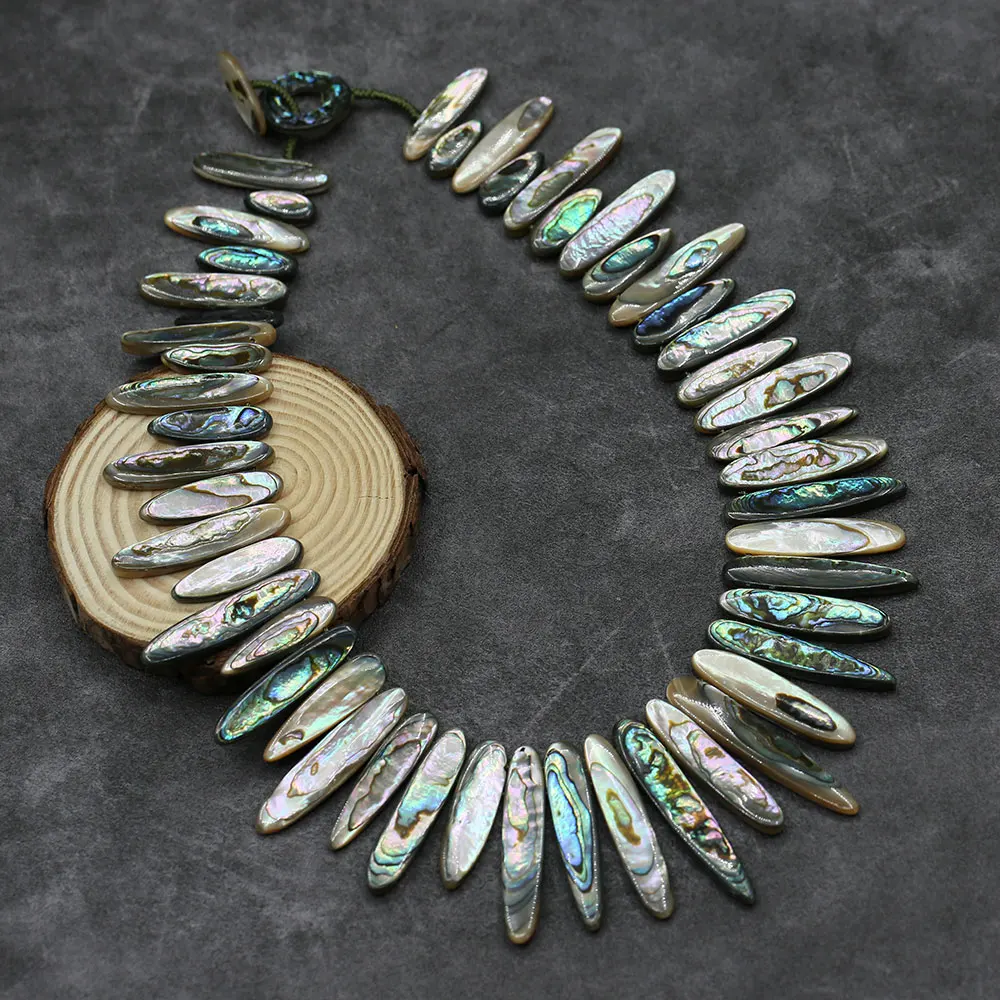colar de concha de abalone feminino medalhão de cor natural perfurado