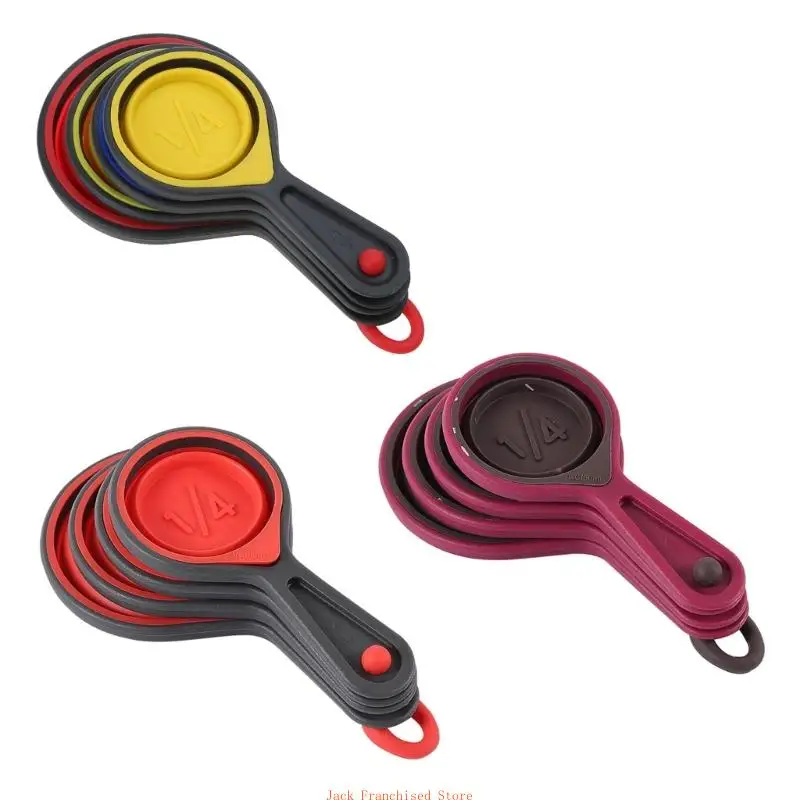 Silicone Measuring Cup Set 4 Pieces Collapsible Measurement Spoon for  Liquid Dry - AliExpress