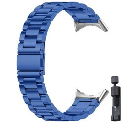 Premium Stainless Steel Strap Bracelet Replacement for Pixel Watch - No-Gap Metal Wristband (Blue-Tool)