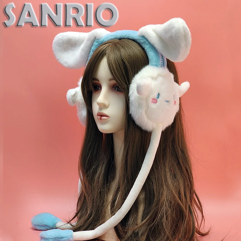

Плюшевые наушники Kawaii милый Cinnamoroll Sanrio милые Креативные зимние теплые уличные куклы Мультяшные головные уборы аксессуары подарок на день рождения