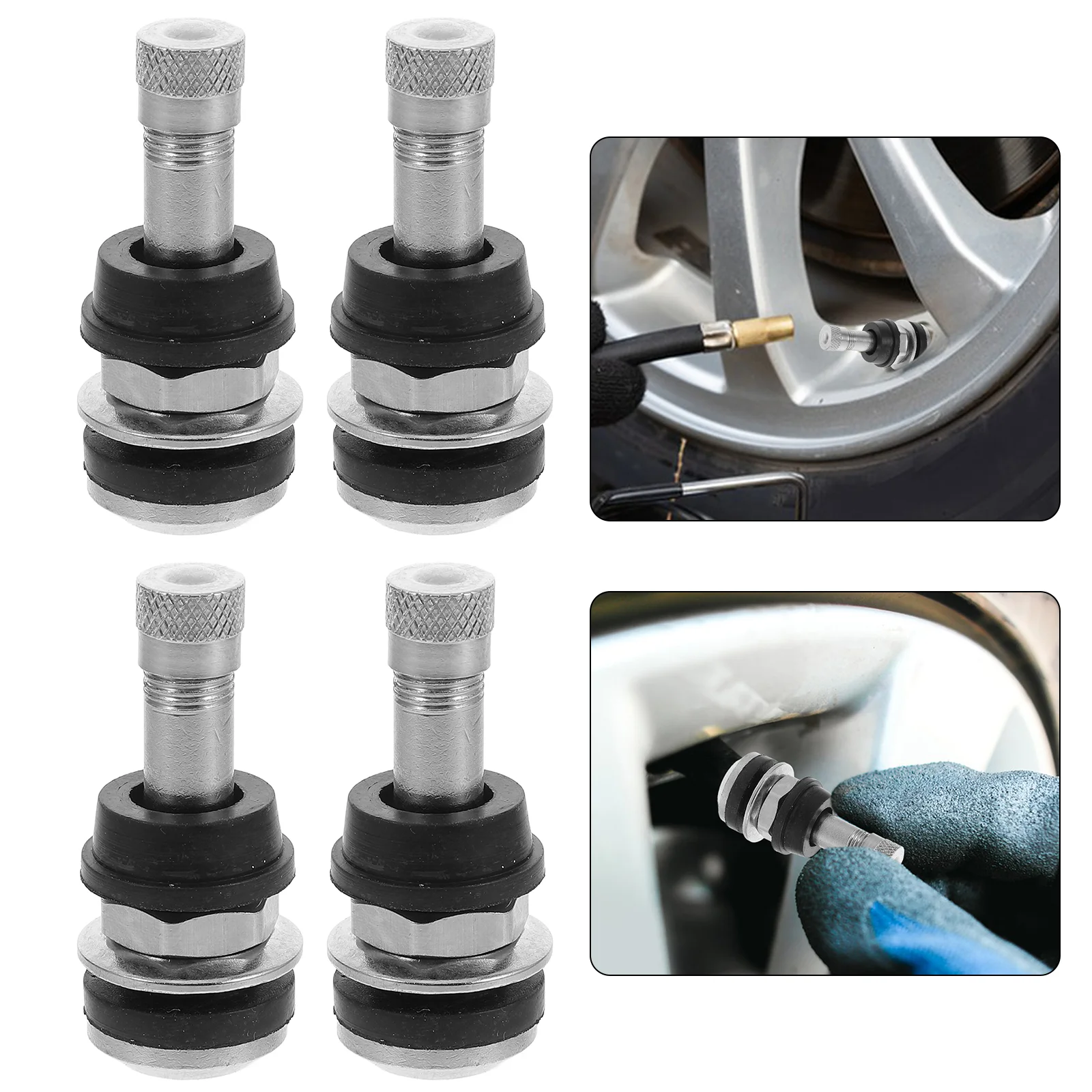 

4 Pcs Valve Stem Tire Wheel Valves Chrome Stems for Wheels Replacement Kit Cars