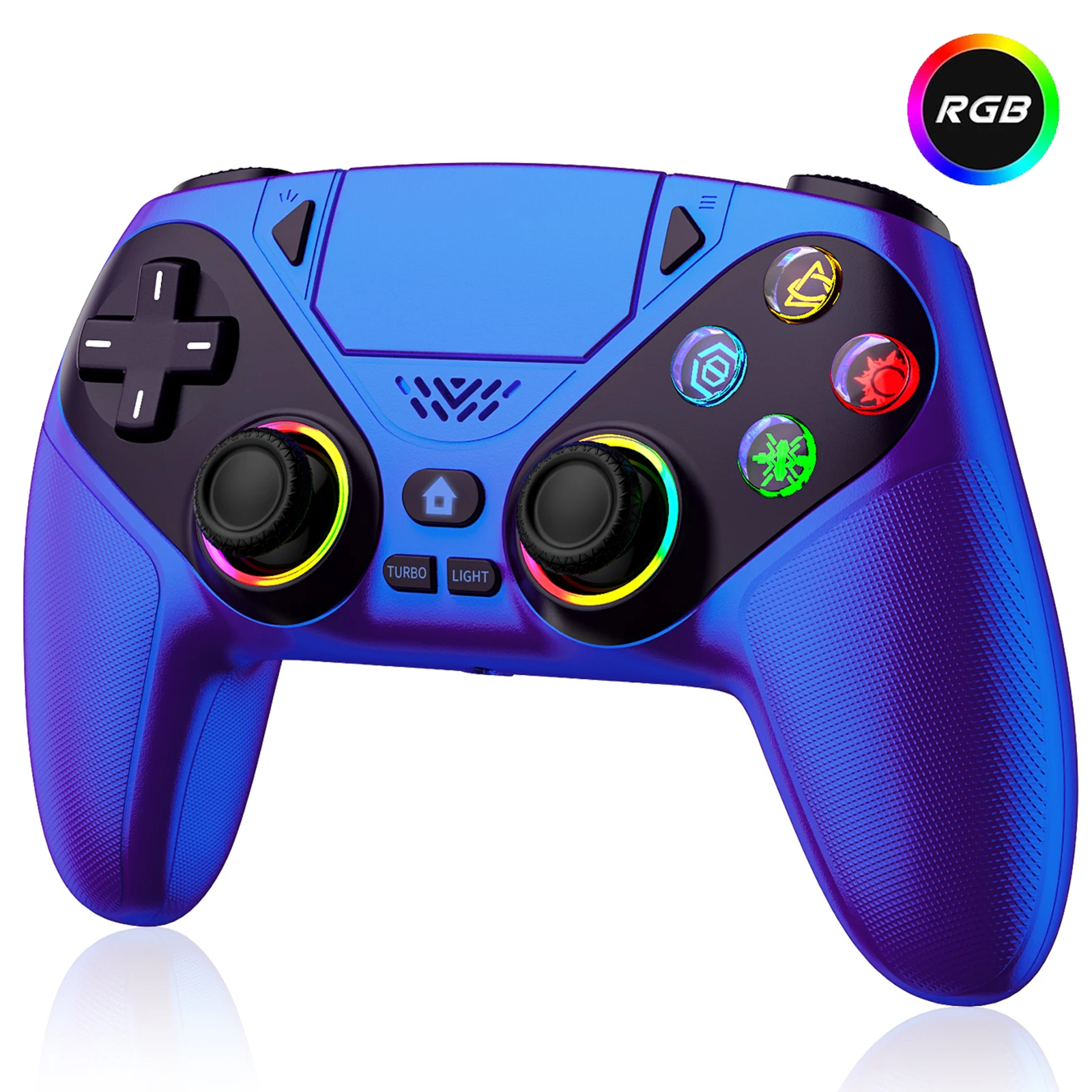 ตัวเลือกสินค้า จอยเกมไร้สาย RGB สำหรับ PS5 พร้อมฟังก์ชัน Turbo และ Marco
