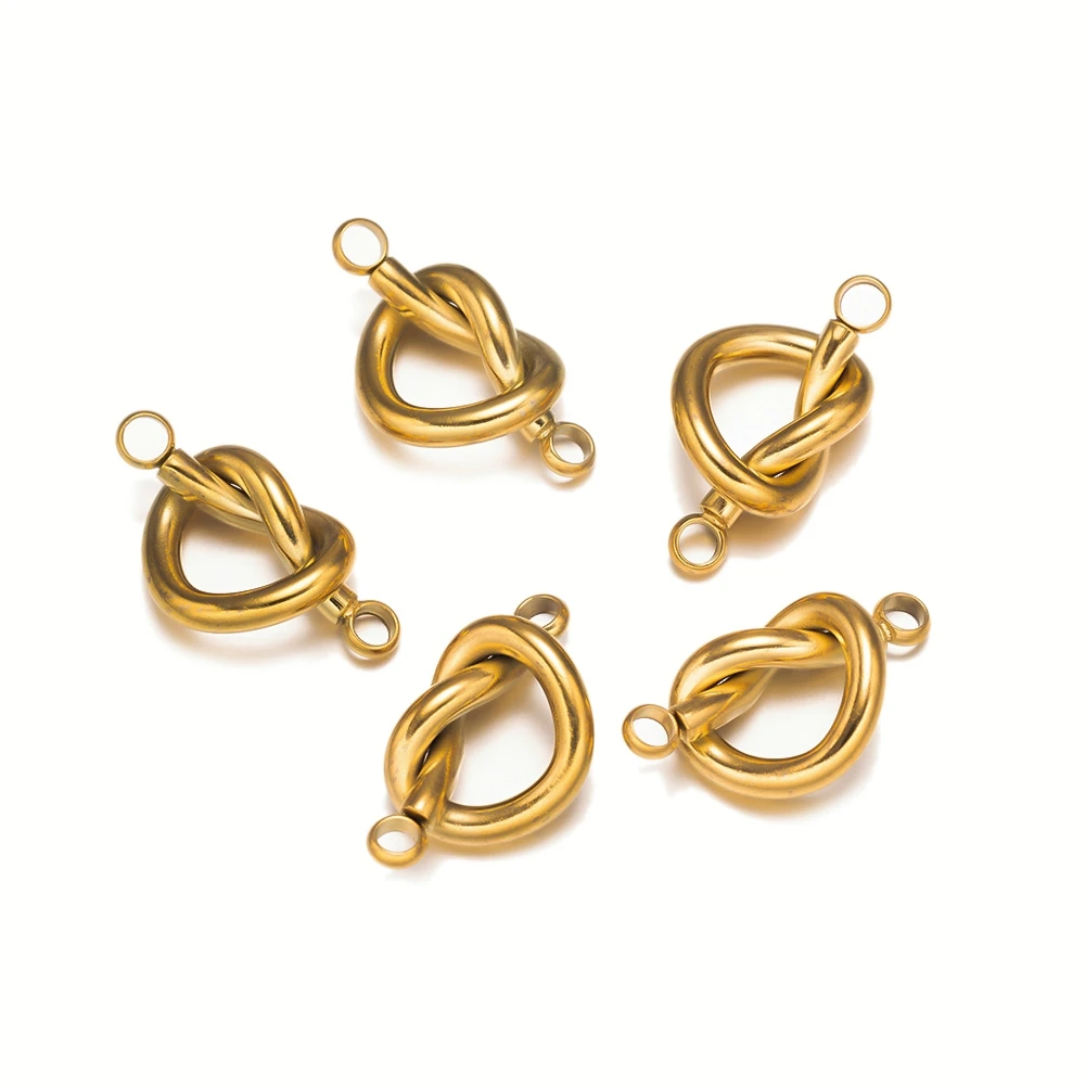 2 stücke Edelstahl Gold Bogen Herz Charme Link Doppels chleife Liebe Herz Anhänger Stecker für DIY Armband Halskette Schmuck herstellung – Detail 4