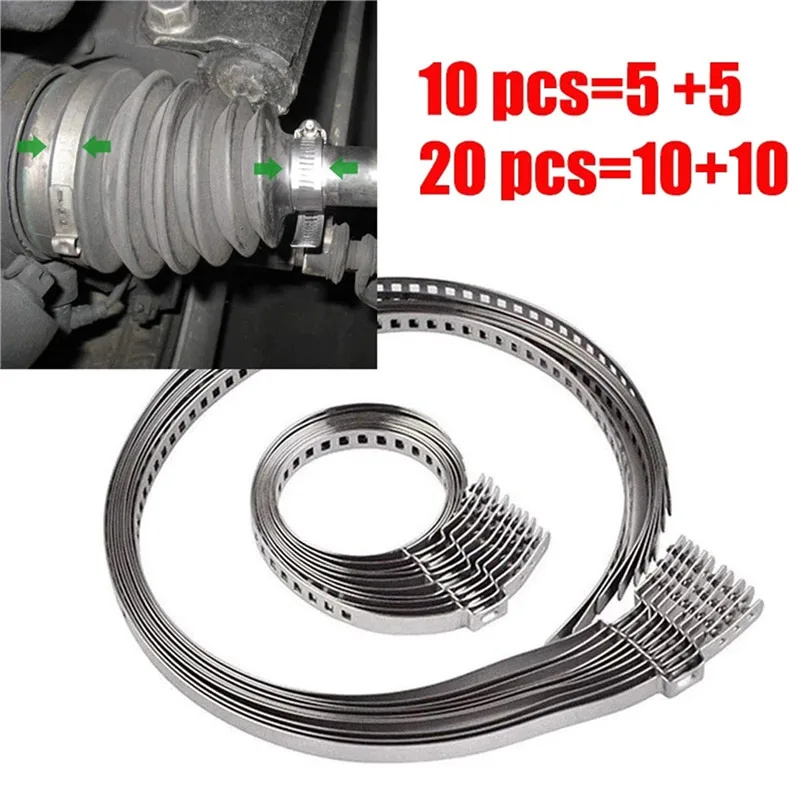 CV Boot Clamp 10/20Pcs Stainless Steel Adjustable AXLE CV Joint Boot Crimp Clamp Kit 31-41mm 70-125mm For Yamaha Aprilia Ducati
