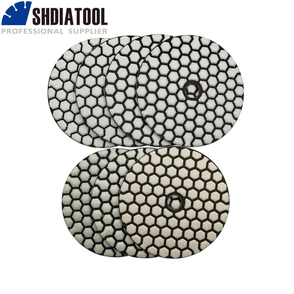 SHDIATOOL 7Pcs 4 Inch Dry Diamond Polishing Pads Grit 100 for Granite Marble 