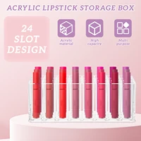 2Pcs 24 Slots Clear Acrylic Lipstick Organizer Rack Smooth Surface Lipstick Storage Cases for Makeup Brush Eyeliners Nail Polish 2