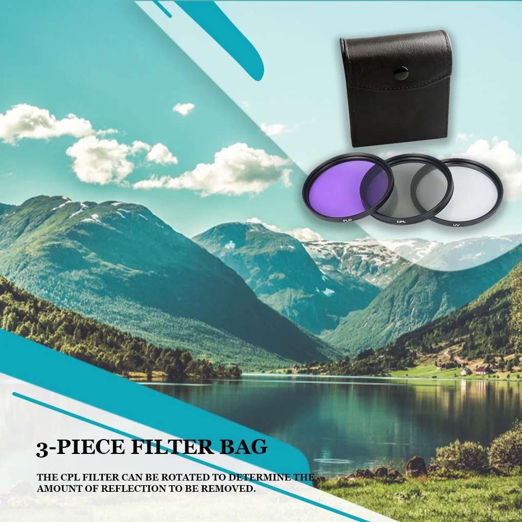 3x Lens Filter with Bag Camera 49MM 52MM 55MM 58MM 62MM 67MM 72MM 77MM Protector Filtering Circular Polarizer Carrying Case 49mm camera lens filter circular polarizing filter