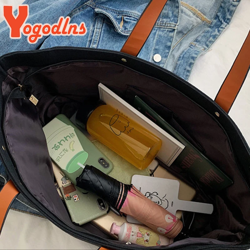 Yogodlns borsa e borsa in tela di moda borsa a tracolla di grande capacità femminile borsa a tracolla con Design a lettera borsa a tracolla Casual Bolsa