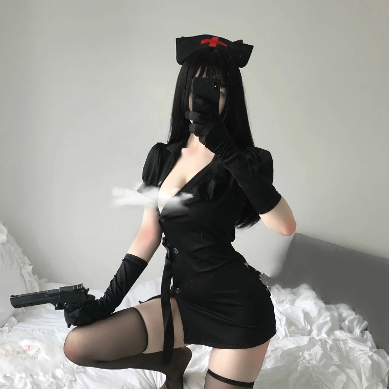 Harajuku Punk Nurse Uniform Ultrashort Dress Sexy Underwear Women Split Skirt Home Sleepwear Cosplay Uniform Showgirl Costumes women lingerie,women lingerie set,women cosplay costume