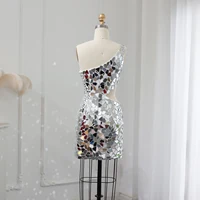 Luxury Silver Short Mini Cocktail Prom Dresses for Women Birthday Wedding Sparkly Sequin Evening Party Gowns 011 1