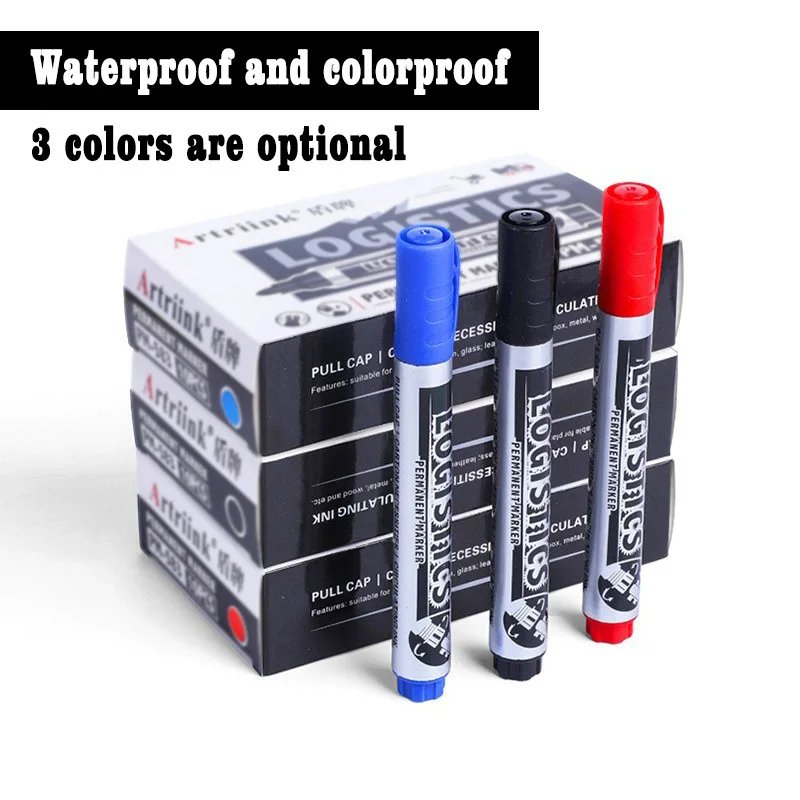 검정 빨강 파랑 방수 속건성 색상 지속성 마커 펜 세트 (칠판, 물류 사무실, 학교, 그림 그리기, 문구용)