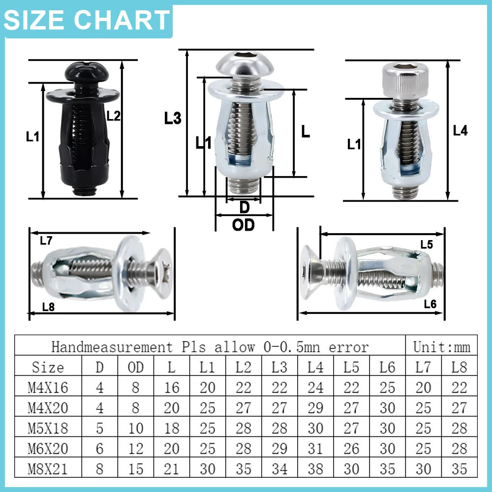 Screw Bolt Nut Set M4 M5 M6 M8 Petal Rivet Nut Screw Set Petal Jack Nut Shape Metal Insertnuts License Plate Fix