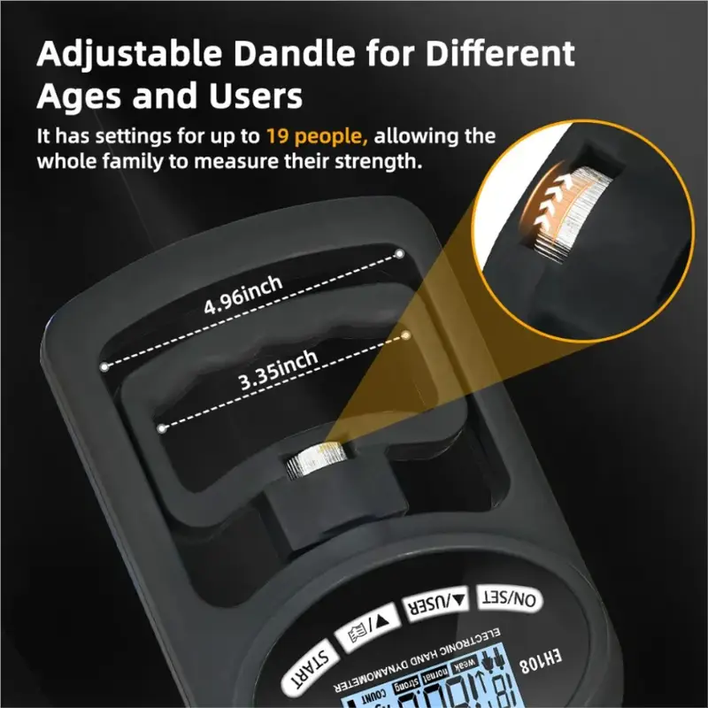 Grip Strength Tester 265Lbs/120Kg Grip Strength Meter Digital Hand Dynamometer USB LCD Screen Hand Grip for Power Training Sport - Image 3