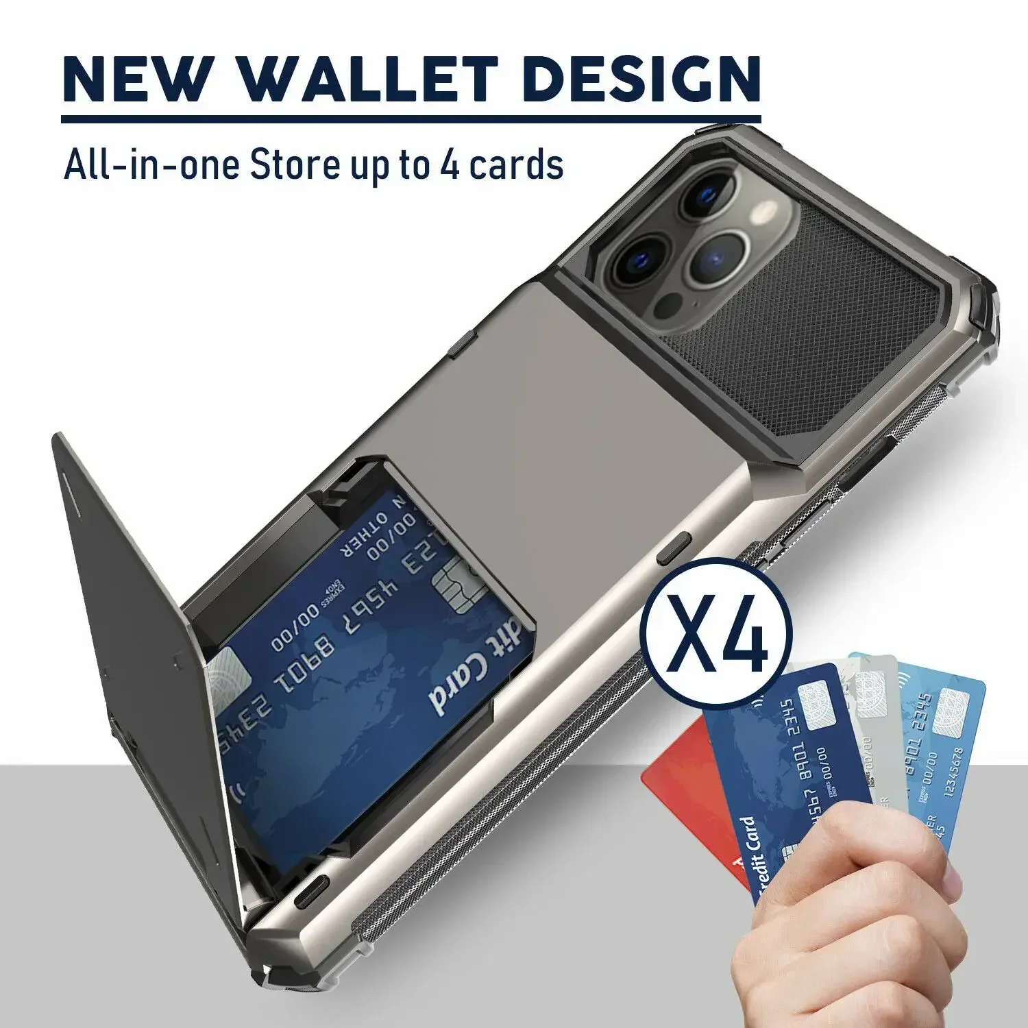 Luxury Flip Card Holder Armor Phone Case with Shockproof Plating Cover