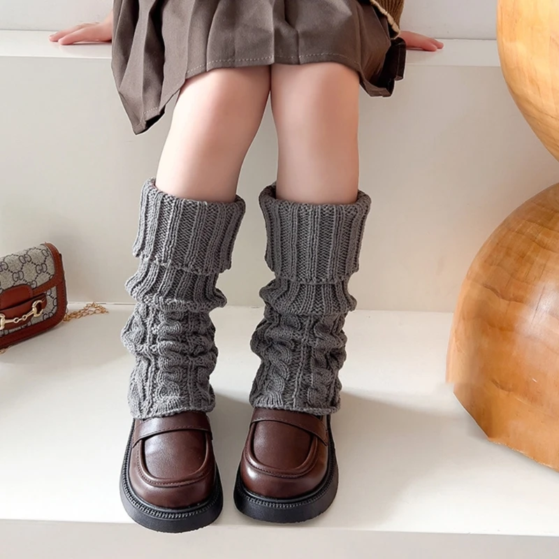 Handmade Crochet Leg Warmers Stockings for Child Girls Knee High Socks Breathable Tights Warm Leggings Kids Leg Warmers
