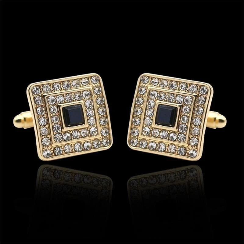 Gemelli quadrati classici per uomo, gemelli scozzesi, gemelli laser, rivetti in ottone per smoking e camicia, gemelli francesi di lusso, gemelli da uomo migliori, gemelli da sposa regali (ORO