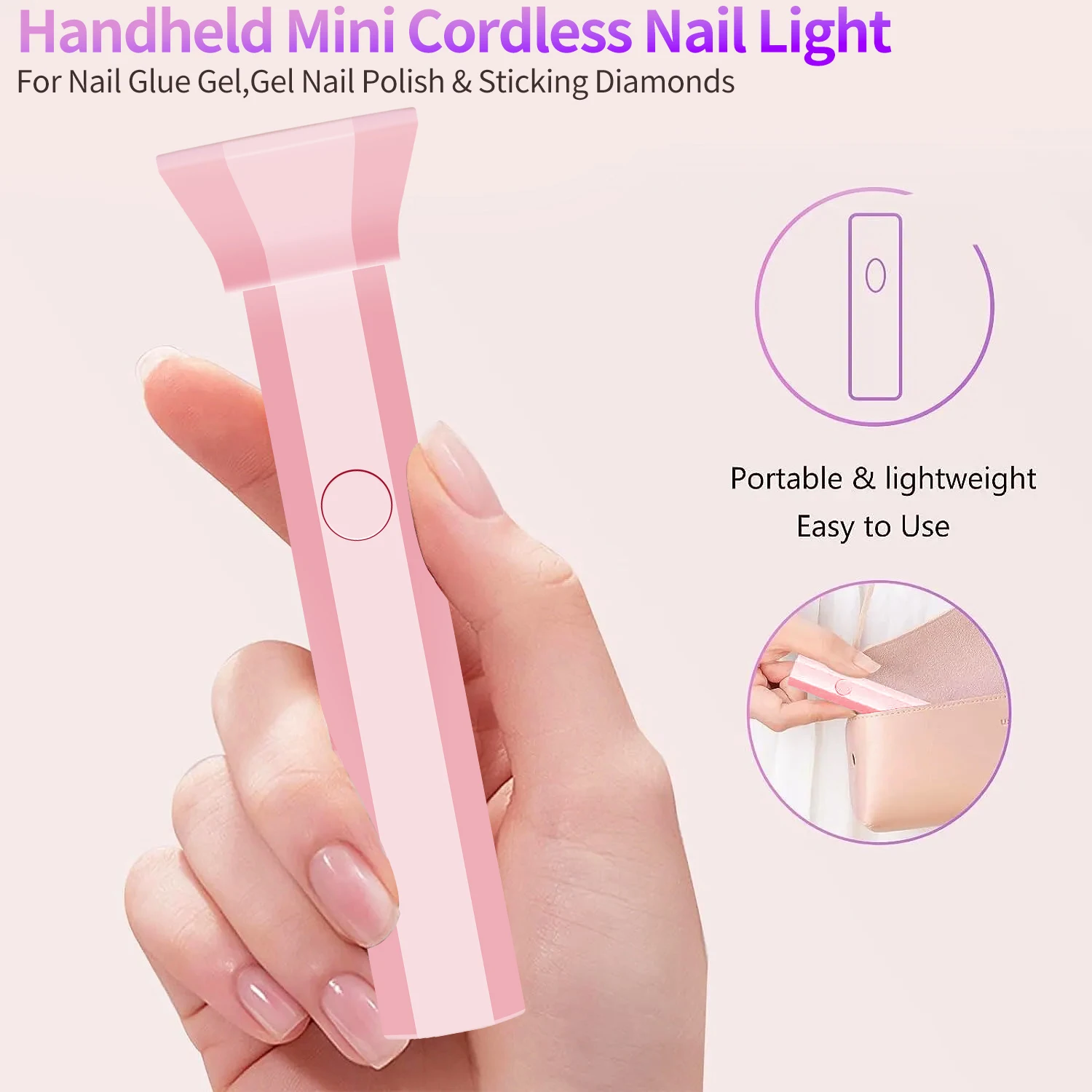 Battery Included Portable Nail Dryer Lamp UV LED Nail Light Quick Drying Light For Curing All Nail Gel Rechargeable Home 3