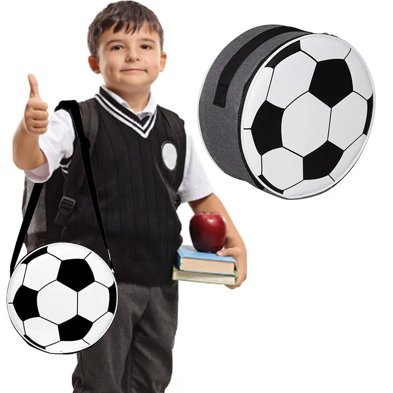 Men Women Cooler Lunch Bag Football Soccer Pattern Kids Portable Thermal Food Picnic Bags for School Girls Boys Lunch Box Tote