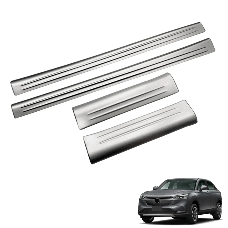 전면 후면 내부 문짝 씰 페달 트림 커버, 혼다 베젤 HR-V HRV 2021-2023 스커프 플레이트용, 4 개