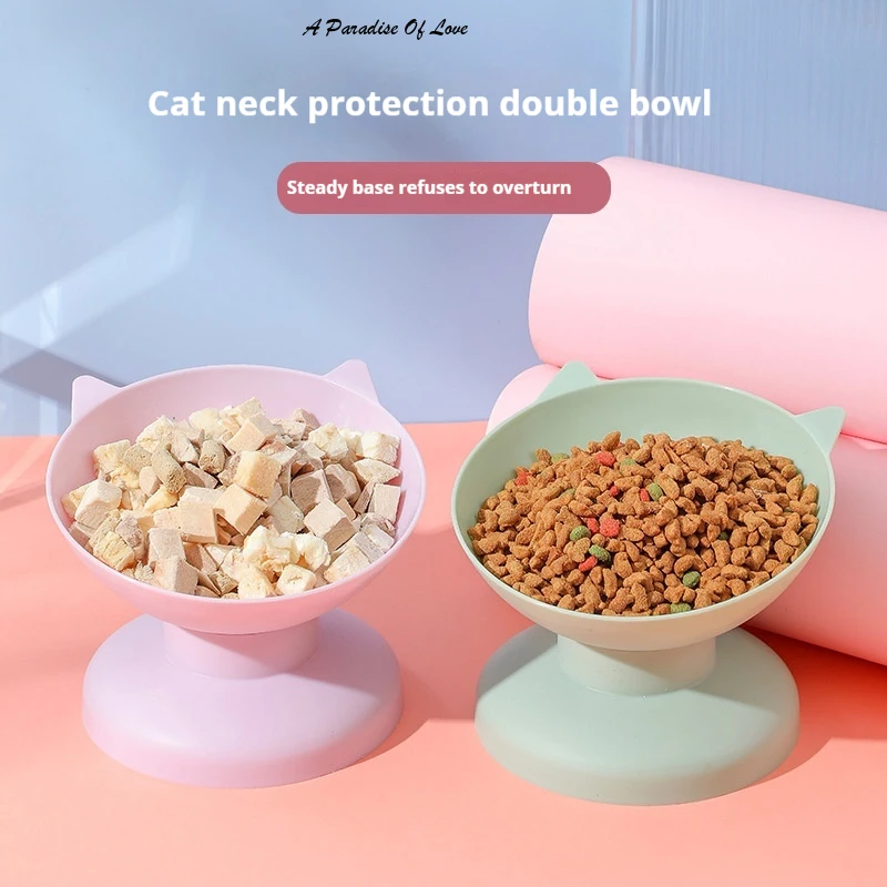 

Pet Feeding with High Feet and Slanted Mouth Anti Overturning Feeding Plastic Pet Tableware Pet Bowl Cat Food Bowl Dog Bowl