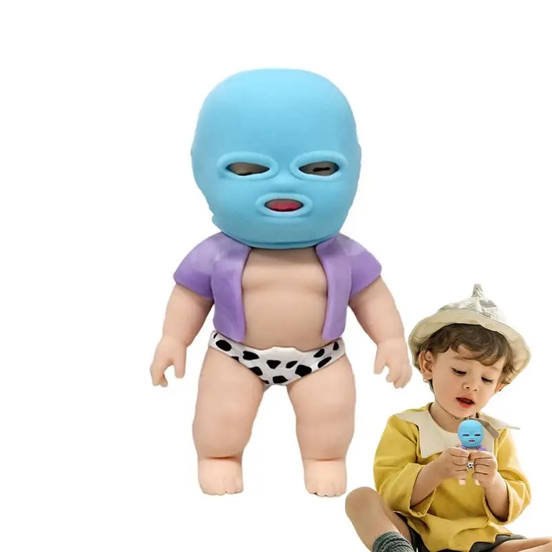 

Squeeze Toys Creative Face-Covered Bandit Babies Dolls Compact Sensory Pinching Toys Multifunctional Funny Prank Ball TPR