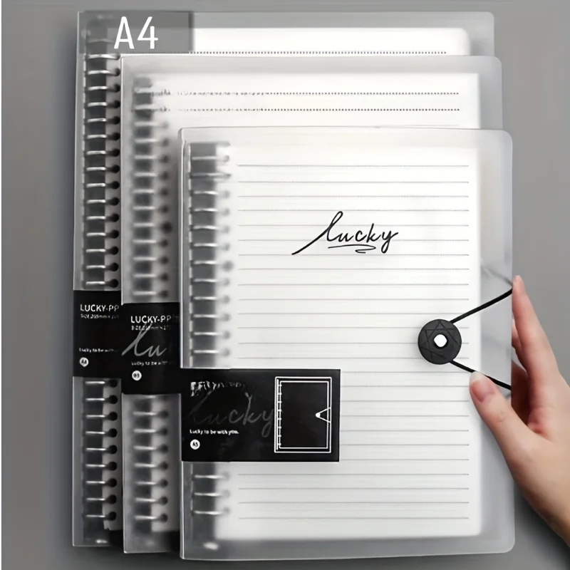 1pc Transparent Loose Leaf Binder - 5-Ring Adjustable A4 Notebook Organizer with Refillable Pages, Crystal Clear & Black Options