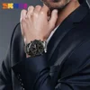 SKMEI 1389 Countdown Steel Strap Wristwatch Clock Relogio Masculino Digital Quartz Watch Men Three Time Quartz Wrist Mens Watch 3