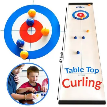 테이블 탑 컬링 게임 고품질 컴팩트 컬링 보드 게임 컬링 미니 테이블 게임 가족 볼링 바 세트 상품 이미지