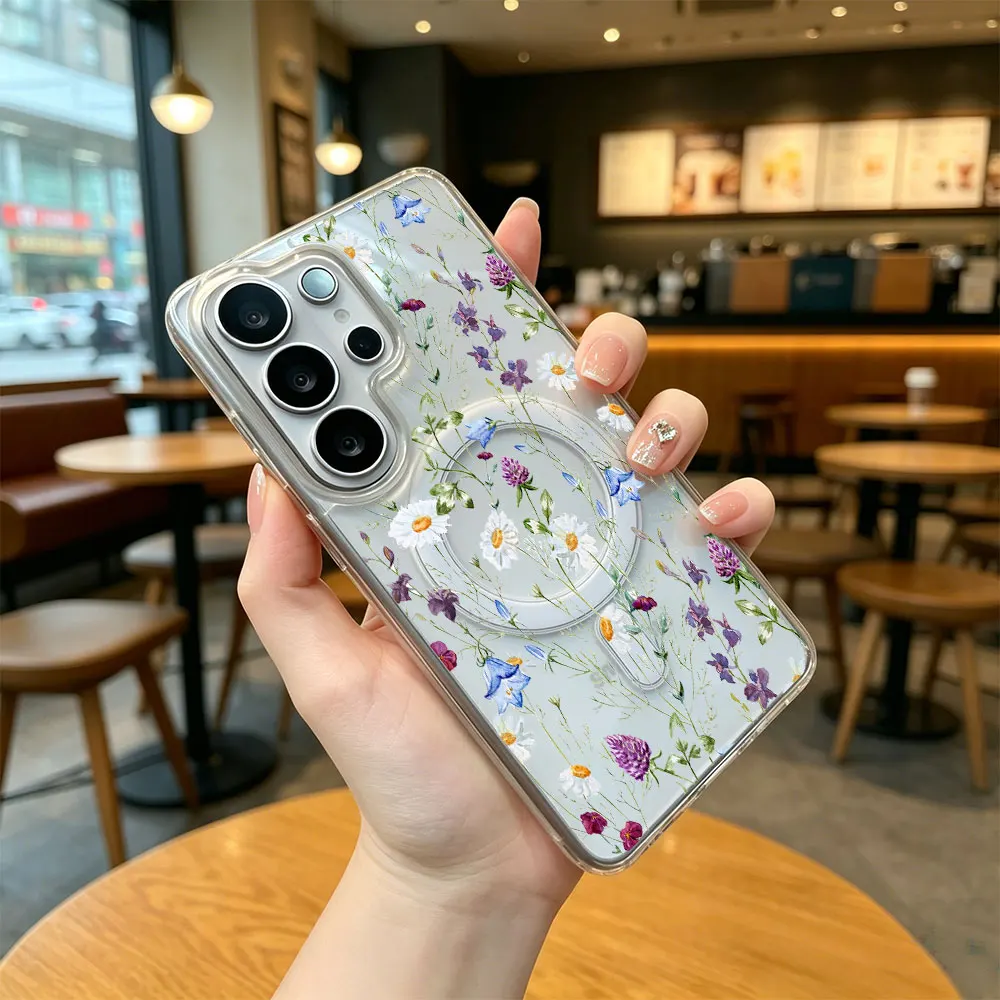 Small Flower Clear Phone Case with Magsafe Back Cover
