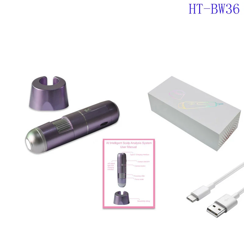 50-200X hair follicle detector instrument AI smart wireless digital microscope wifi scalp and skin management analyzer