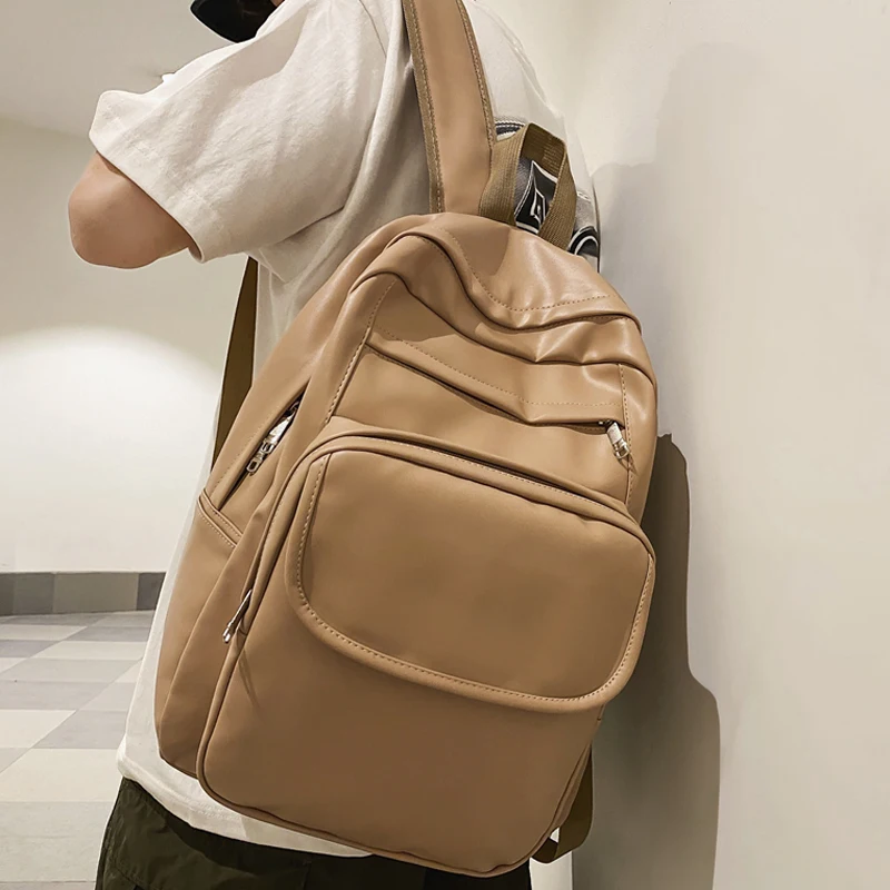 

Брендовый кожаный рюкзак для женщин, вместительная школьная сумка для девочек-подростков, мужской и женский дорожный ранец для пар