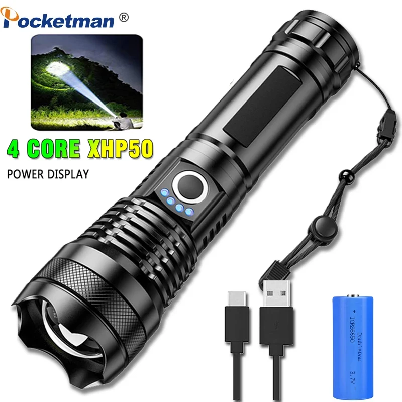 

Most Bright Xhp50 Flashlight 5 Modes Usb Zoomable Led Torch Xhp50 18650 or 26650 Battery Camping Fishing LED Lamp