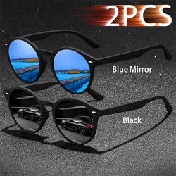 Vintage Oval Sunglasses: Unisex Fashion Luxury Designer Retro Eyewear (BlueMirror - Black)