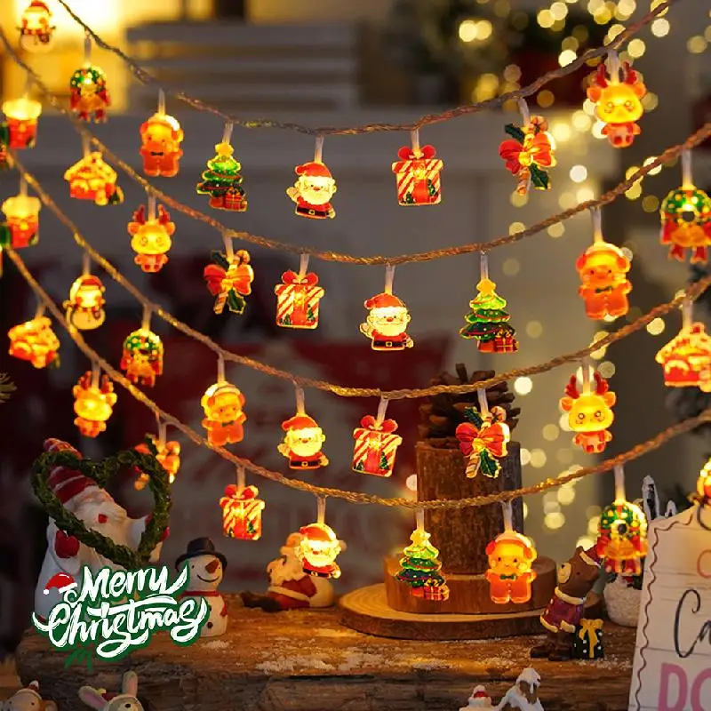 Christmas Lights String Santa Claus Battery Garland LED Christmas Tree Ornament 3M 20LED Light For New Year's Deco