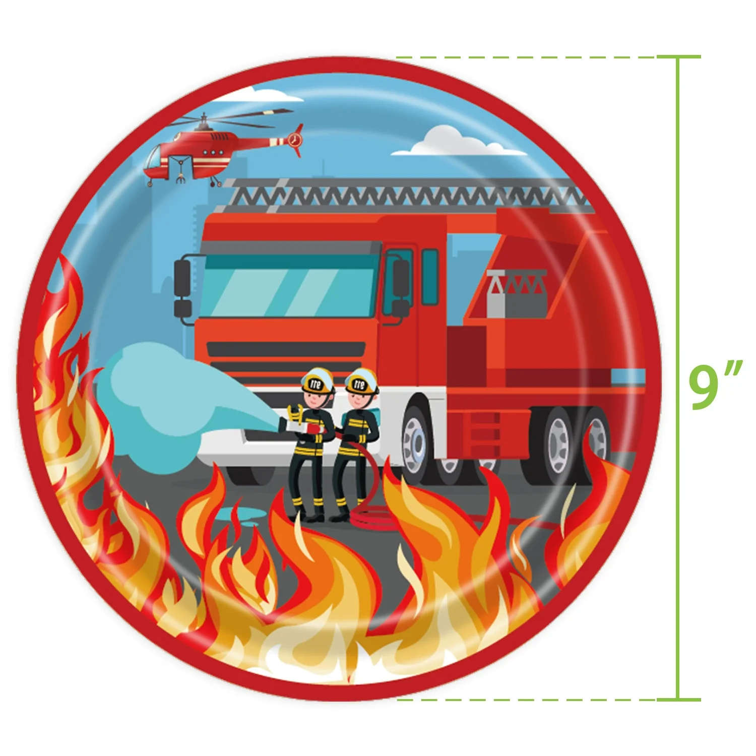 Feuerwehrmann Geburtstagsdekoration Feuerwehrauto Geschirr Teller Tassen Serviette Banner Hintergrund Geschenktüten Papa Kreis Kind Partyzubehör – Detail 6