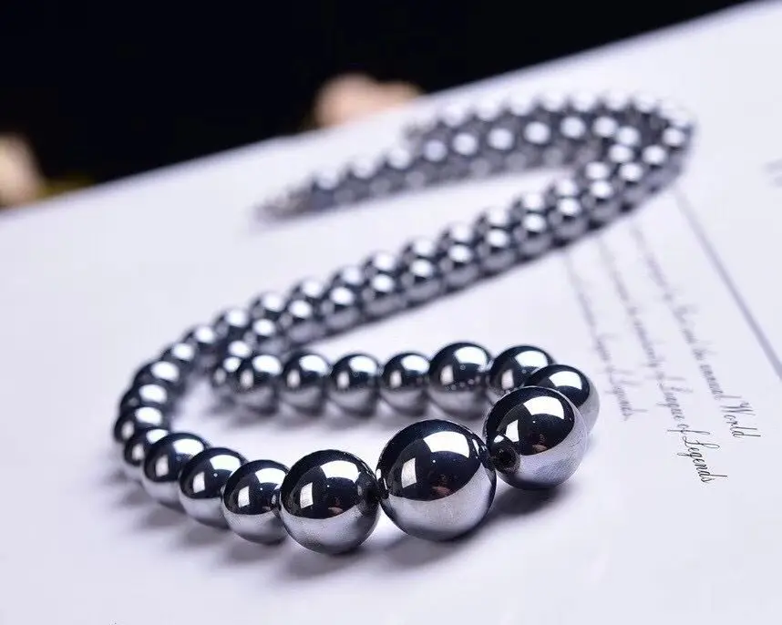 Natural Stone Necklaces Terahertz Bead Crystal Women Silver Color Chain Necklace Jewelry Reiki Healing Gift