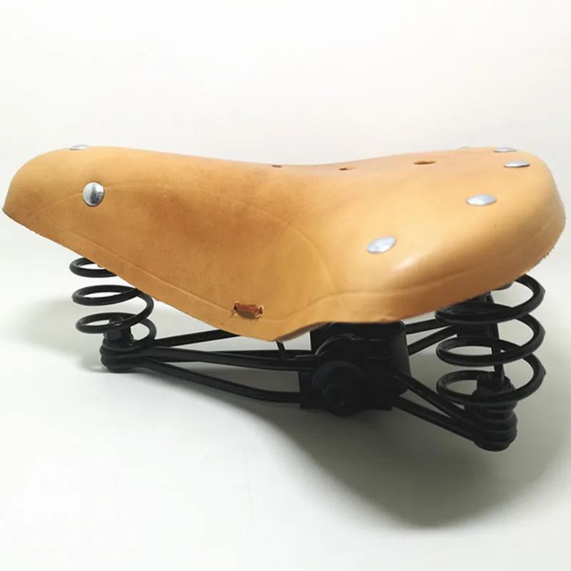 本物の革製自転車サドル,ヴィンテージ象,春,サドル,折りたたみ式