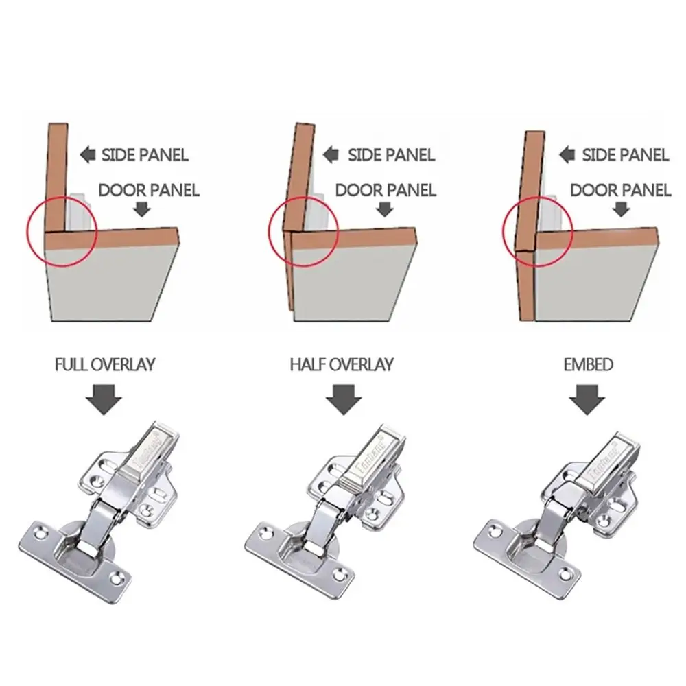 2Pcs Stainless Steel Cabinet Door Hinges Hydraulic Damper Soft Close Quiet Wardrobe Door Concealed Hinges with Screws