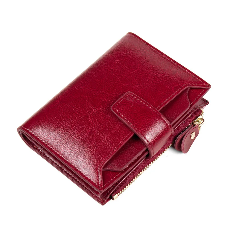 

2023 New Vintage Leather Women's Wallet Multifunctional RFID Burglar Brush Large Capacity Change Zipper Wallet