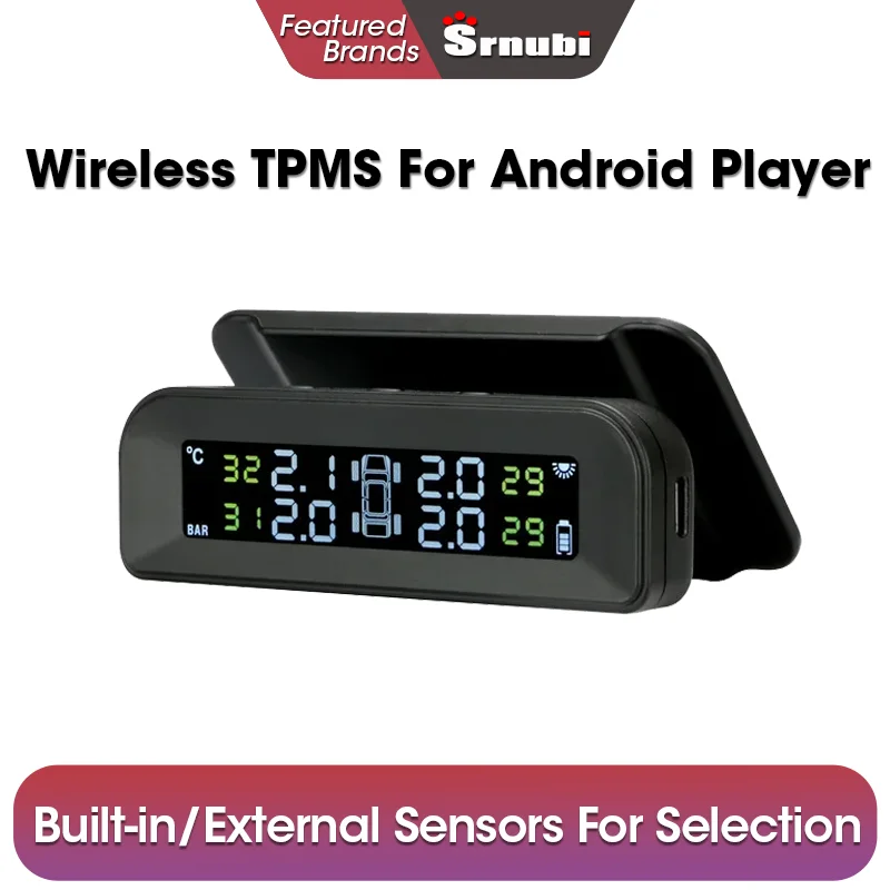 Srnubi Tpms Originale Wireless Hd Solar Charge Car Tire Pressure Alarm Monitor System Display Accendi Con Vibrazione 4 Sensori