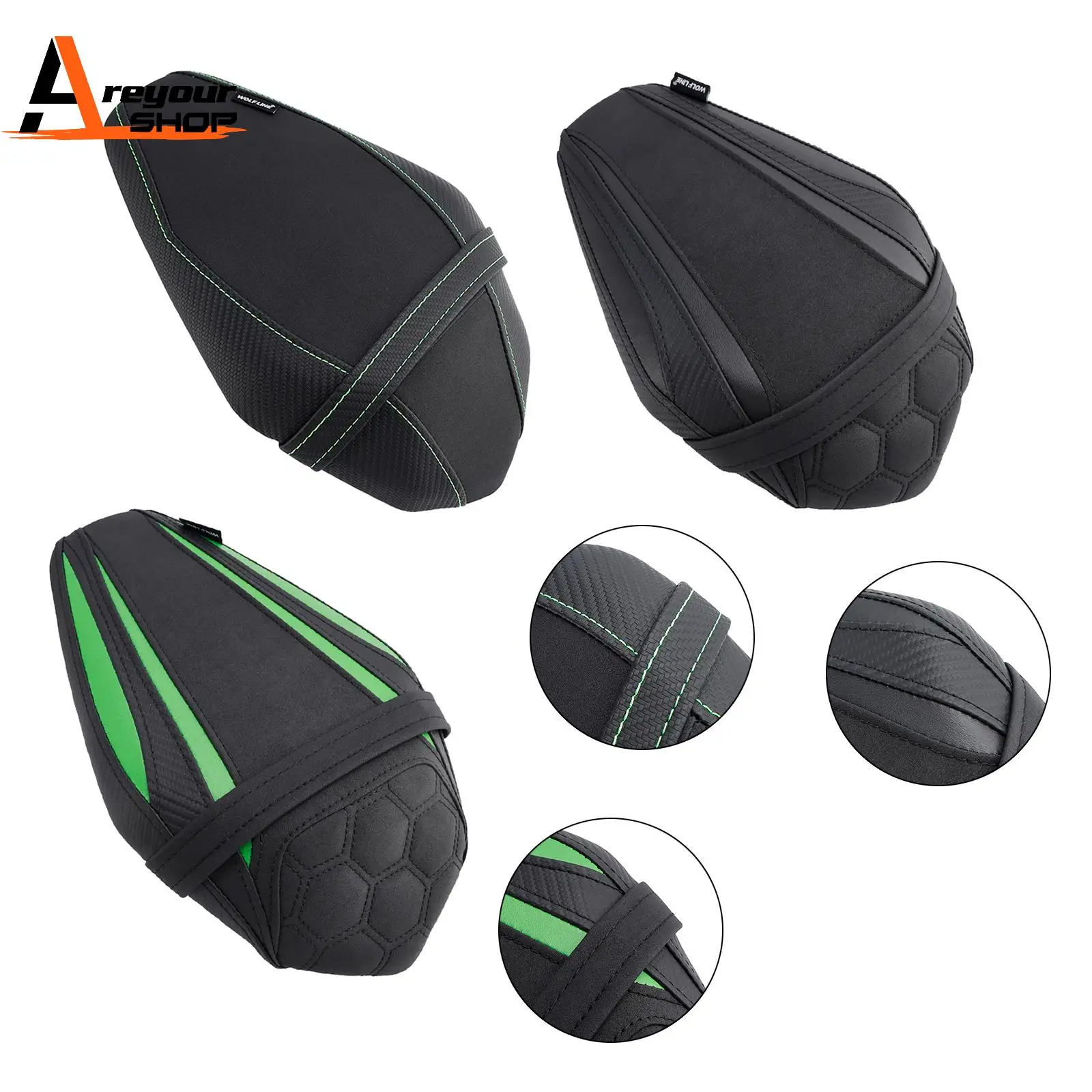 saki...　リアシート Rear Passenger Seat Pillion Saddle Flat Green for Kawasaki