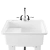 Freestanding Utility Sink w/ Washboard Floor Mount Hot + Cold Faucet Kit White Durable Laundry Sink Wash Bowl Basin Faucet Drain 6
