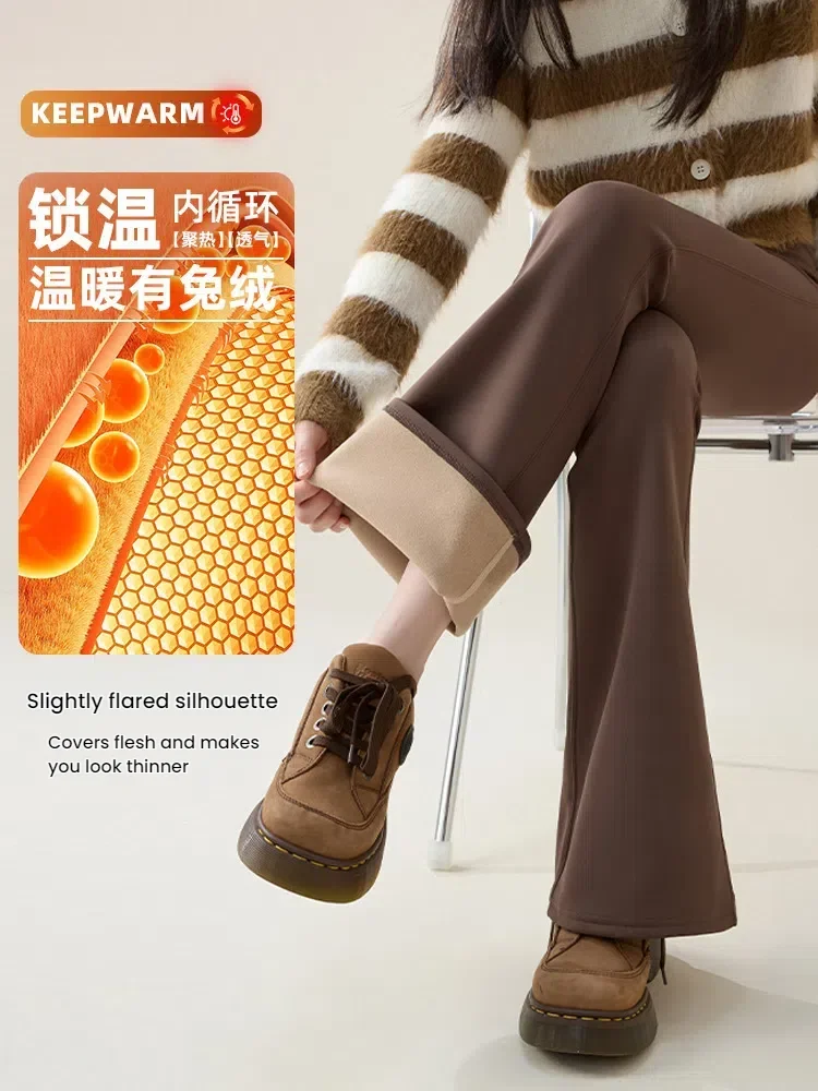 High Waist Flare Leggings Women Winter Fleece Lined Tummy Control Butt Lift Yoga Pants Stretchy Casual Bootcut Palazzo Trousers