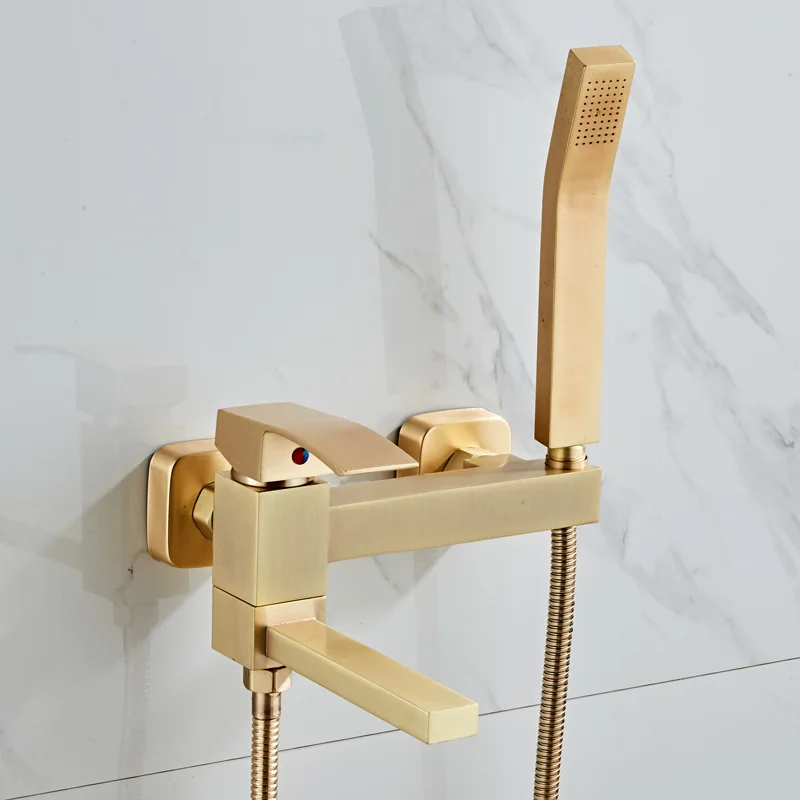 

All copper bathtub hot and cold faucet shower shower set, light luxury style, simple triple mixing valve