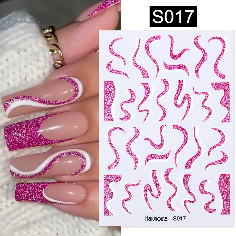 

3D Nail Stickers Plant Color Blocks Stylish Letter Avatar Abstract Geometric Gold Foil For Nails Art Decoration Accessories